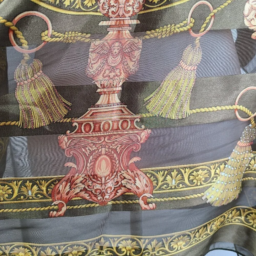 Women's Olive Green Gold Dome Ornate Luxury Chic Scarf Wrap 39.5 x 38